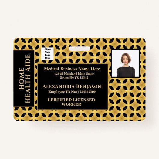 従業員の写真名ロゴバーコードID カスタム バッジ (正面)