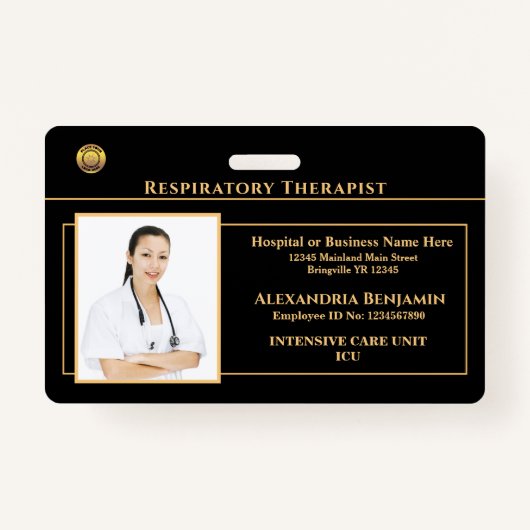 従業員の写真名ロゴ病院のパーソナライズ バッジ (正面)