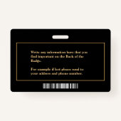 従業員の写真名ロゴ病院のパーソナライズ バッジ (裏面)