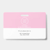 従業員の写真名会社のロゴピンクのセキュリティ バッジ (裏面)