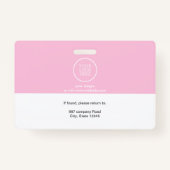 従業員の写真名会社のロゴピンクのセキュリティ バッジ (裏面)