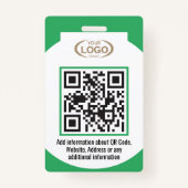 従業員の写真名会社ロゴQRコードグリーン バッジ (裏面)