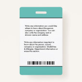 従業員の写真名病院のビジネスIDカード バッジ (裏面)