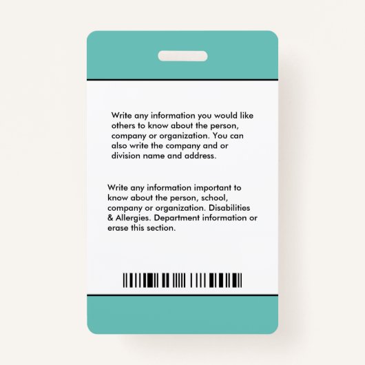 従業員の写真名病院のビジネスIDカード バッジ (裏面)