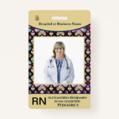 従業員の写真名病院のロゴのカスタム バッジ (正面)