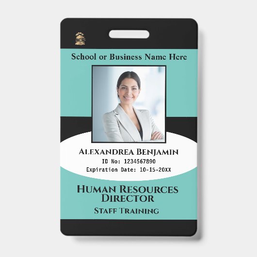 従業員の写真名IDカードバーコードロゴカスタム バッジ (正面)