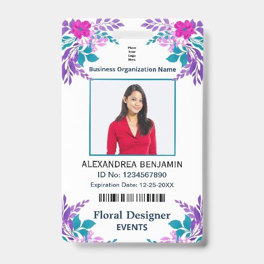 従業員の写真名ID識別カードのカスタム バッジ (正面)