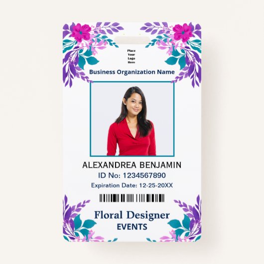 従業員の写真名ID識別カードのカスタム バッジ (正面)