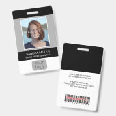 従業員の写真、ロゴ、バーコード、名前、 バッジ (正面＆裏面)