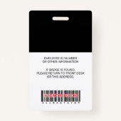 従業員の写真、ロゴ、バーコード、名前、 バッジ (裏面)