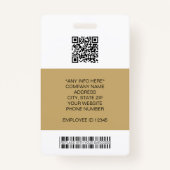 従業員の写真、ロゴ、バーコード、名前ID バッジ (裏面)