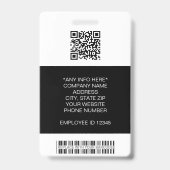 従業員の写真、ロゴ、バーコード、名前ID バッジ (Back)