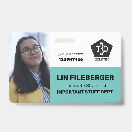 従業員の写真IDカー企業のド会社名 バッジ (正面)