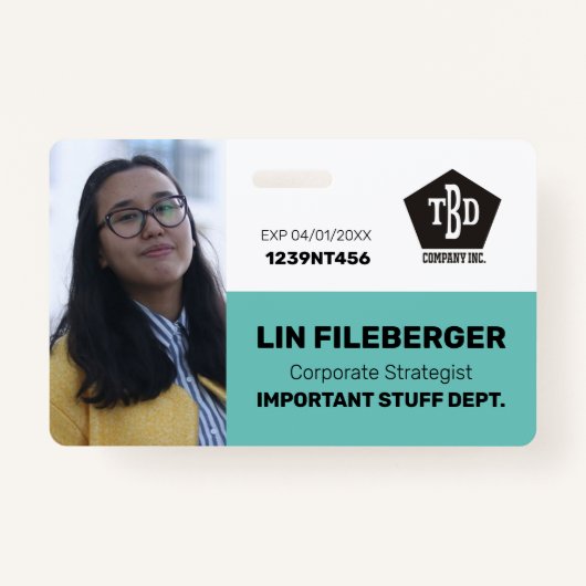 従業員の写真IDカー企業のド会社名 バッジ (正面)