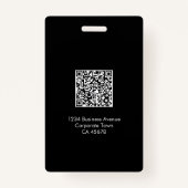 従業員の写真IDバッジ |ブラック&パープル | QRコード バッジ (裏面)