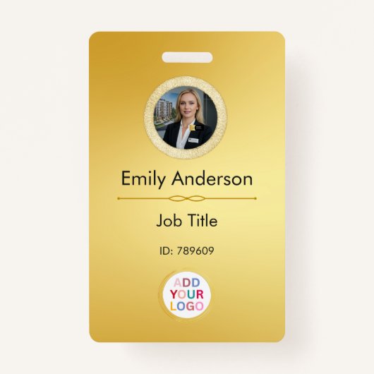 従業員の写真IDバッジ、会社のロゴQRの追加 バッジ (正面)