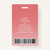 従業員の写真IDバーコードあなたのロゴピンク曲線 バッジ (裏面)