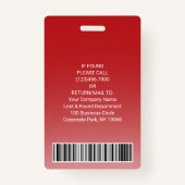 従業員の写真IDバーコードあなたのロゴ赤い曲線 バッジ (裏面)