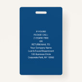 従業員の写真IDバーコードクラシックの青いアクセス バッジ (裏面)