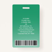 従業員の写真IDバーコードロゴの緑の曲線 バッジ (裏面)