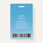 従業員の写真IDバーコードロゴの青い曲線 バッジ (裏面)