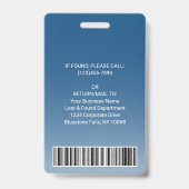 従業員の写真IDバーコードロゴクラシックブルーカーブ バッジ (Back)