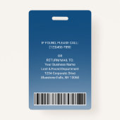 従業員の写真IDバーコードロゴクラシックブルーカーブ バッジ (裏面)