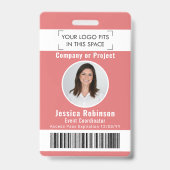 従業員の写真IDバーコードロゴピンクのアクセスパス バッジ (正面)