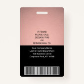 従業員の写真IDバーコードロゴピンク&ブラックカーブ バッジ (裏面)