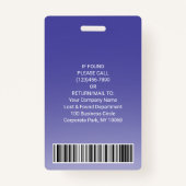 従業員の写真IDバーコードロゴ紫色の曲線 バッジ (裏面)