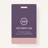 従業員の写真IDビジネスロゴはっきりしたピンク紫 バッジ (裏面)