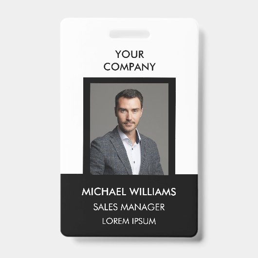 従業員の写真IDホワイト黒Ausweis バッジ (Front)