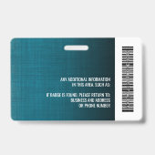 従業員の写真IDロゴバーコードモダンlinen blue バッジ (裏面)