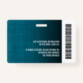 従業員の写真IDロゴバーコードモダンlinen blue バッジ (裏面)