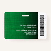 従業員の写真IDロゴバーコードモダンlinen green バッジ (裏面)