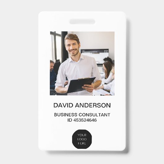 従業員の写真IDロゴ会社 バッジ (正面)