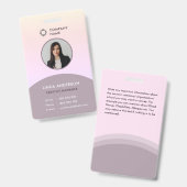 従業員の写真ID会社のロゴグレーとピンク淡い色の色 バッジ (正面＆裏面)