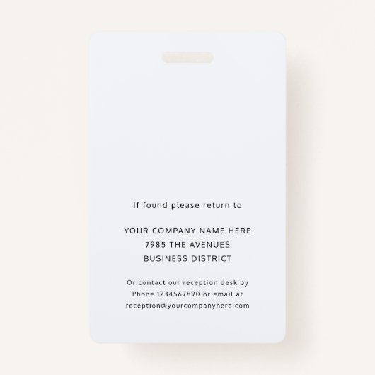 従業員の写真ID会社のロゴセキュリティ バッジ (裏面)