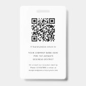 従業員の写真ID会社セキュリティQRコード バッジ (裏面)