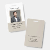 従業員の写真ID白ベージュ バッジ (Front & Back)