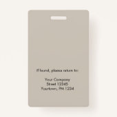 従業員の写真ID白ベージュ バッジ (裏面)