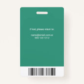 従業員の写真ID緑 バッジ (裏面)