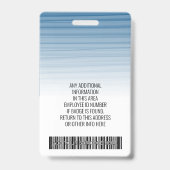 従業員の写真ID -モダンストライプ、ロゴ、バーコード バッジ (裏面)