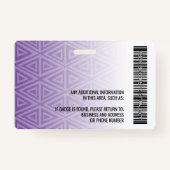 従業員の写真ID -モダントライバル、ロゴバーコード バッジ (裏面)