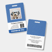 従業員の写真ID -モダン山形、ロゴ、バーコード バッジ (正面＆裏面)