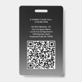 従業員の写真ID QRコードあなたのロゴ黒い円弧バッジ バッジ (裏面)