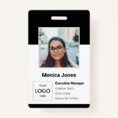 従業員の写真ID QRコードブラック バッジ (正面)