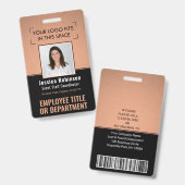 従業員の写真ID QRバーコードあなたのロゴ銅 バッジ (Front & Back)