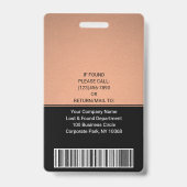 従業員の写真ID QRバーコードあなたのロゴ銅 バッジ (Back)