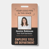 従業員の写真ID QRバーコードあなたのロゴ銅 バッジ (Front)